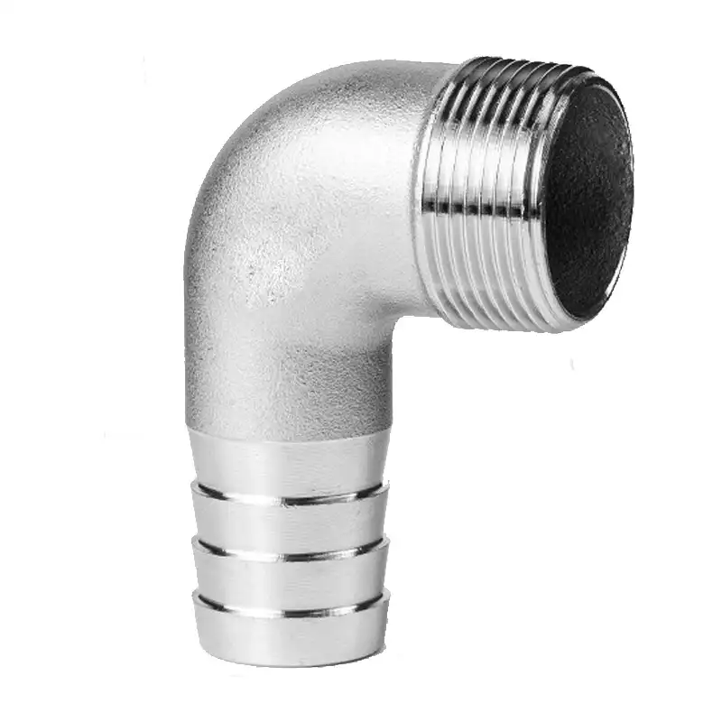 3/4″ by 3/4″ stainless hose barb 90 degree elbow