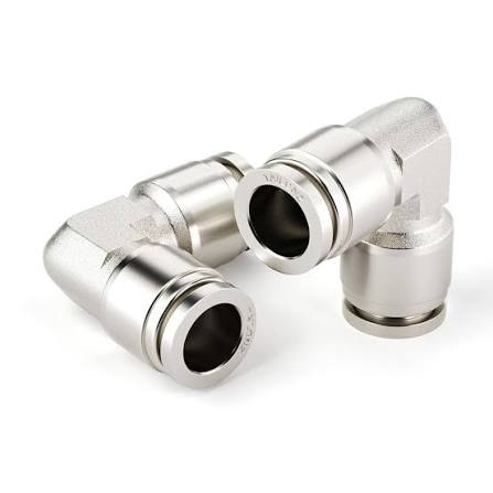 stainless steel pneumatic elbow with one touch tube ports